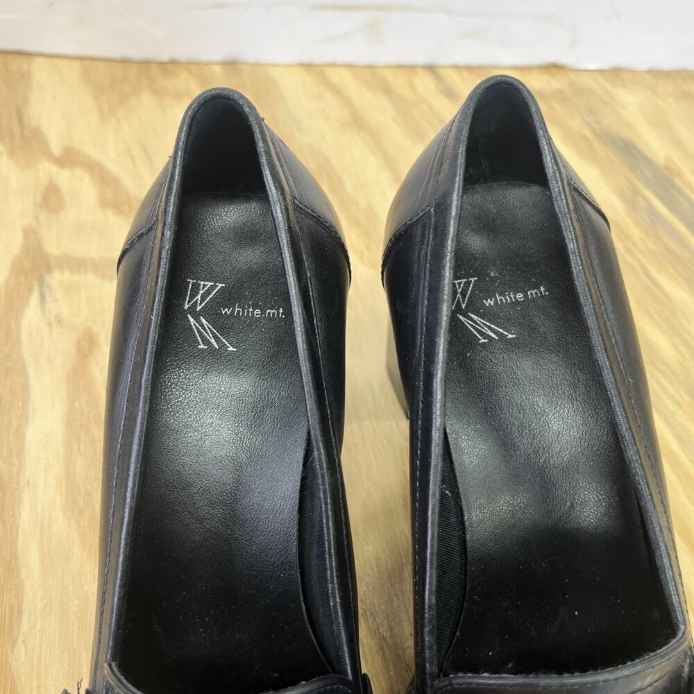 VTG 90s Y2K White Mountain Leather Heeled Loafer Size 8 Black Buckle Casual - Picture 10 of 14